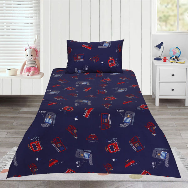 Kids Fire Station Bedsheet